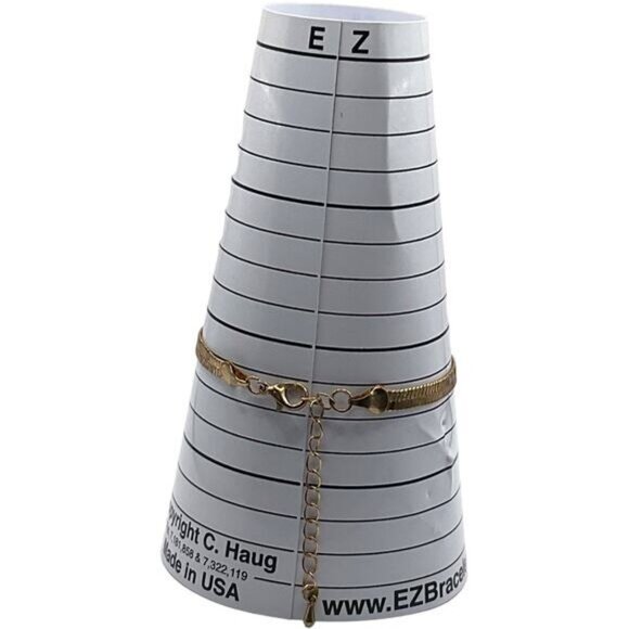 Gold Herringbone Chain Bracelet Adjustable Lobster Clasp - Picture 4 of 6